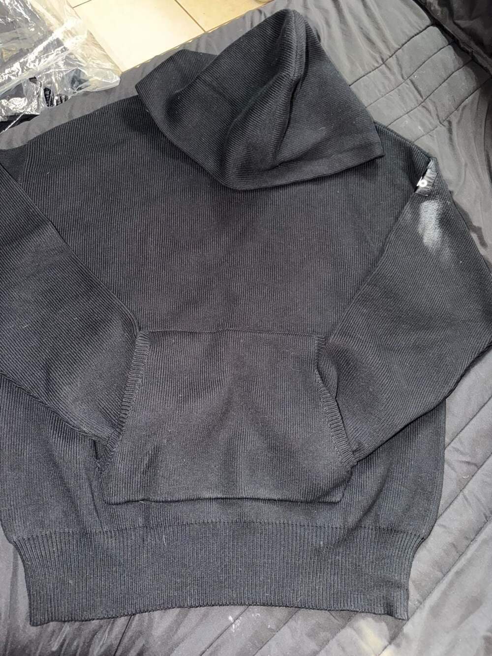 Alo Yoga Sports Club Sweater Knit Hoodie Black Size S